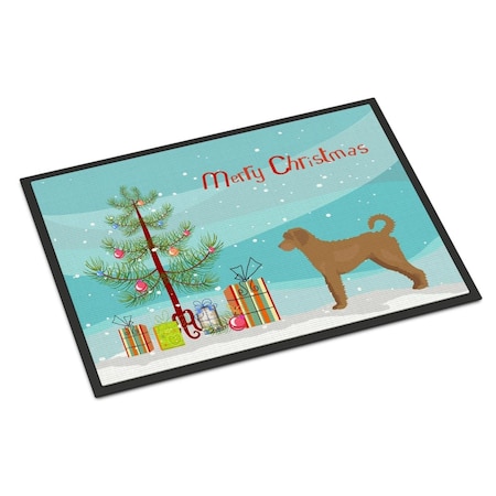Carolines Treasures 18 x 27 in. Tan Labradoodle Christmas Tree Indoor or Outdoor Mat CK3846MAT